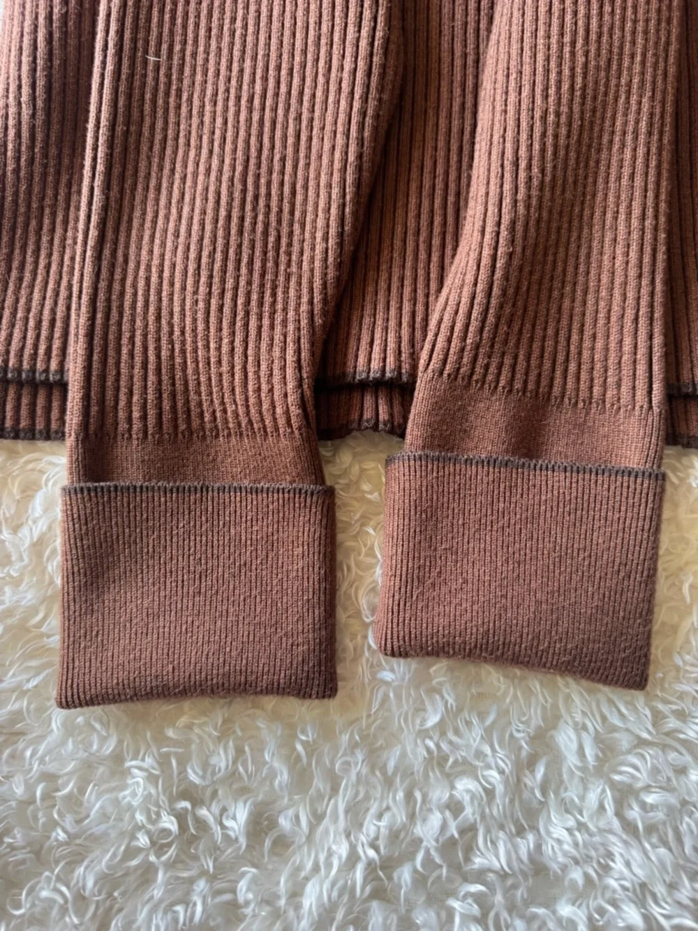 Varley Emile Rib Knit Sweater Rawhide Brown Two-Tone Oversized Size Small - Picture 8 of 12